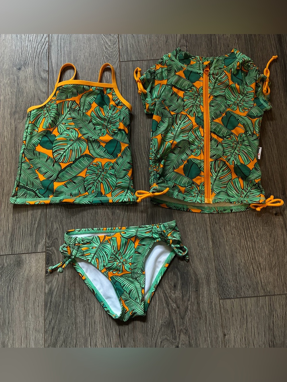 SwimZip Toddler Girls Swimsuit Set with Rash Guard 2T